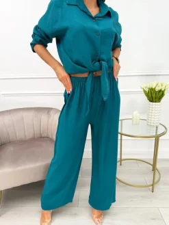 Turkusowy Luźny Komplet 13725-117-F|Modna Kiecka Fashion