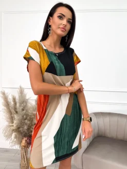 Wzorzysta Sukienka 10205-344|Modna Kiecka Outlet