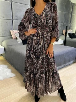 Wzorzysta Sukienka Maxi 11795-78-Q|Modna Kiecka Sale