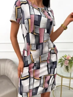 Wzorzysta Sukienka 13531-19-Q|Modna Kiecka Fashion