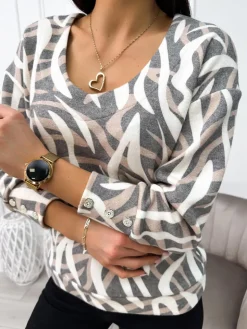 Wzorzysty Sweterek 11294-500|Modna Kiecka Discount