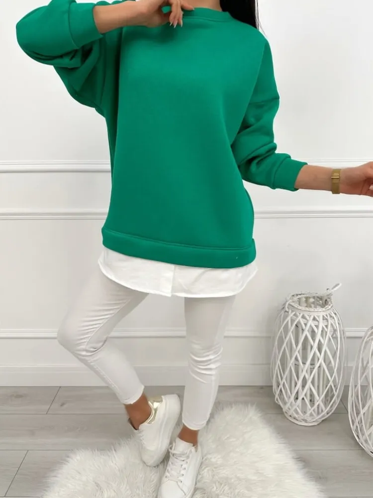 Zielona Bluza Oversize 13445-418-G|Modna Kiecka New