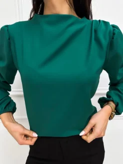 Zielona Klasyczna Bluzka 13284-315-E|Modna Kiecka New