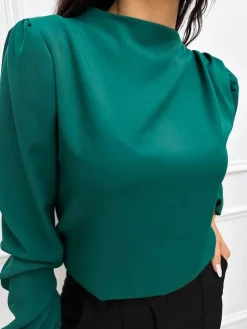 Zielona Klasyczna Bluzka 13284-315-E|Modna Kiecka New