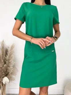 Zielona Klasyczna Sukienka 11720-138-G|Modna Kiecka Outlet