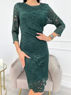Zielona Koronkowa Sukienka 11436-505-D|Modna Kiecka Outlet