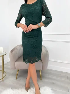 Zielona Koronkowa Sukienka 11436-505-D|Modna Kiecka Outlet