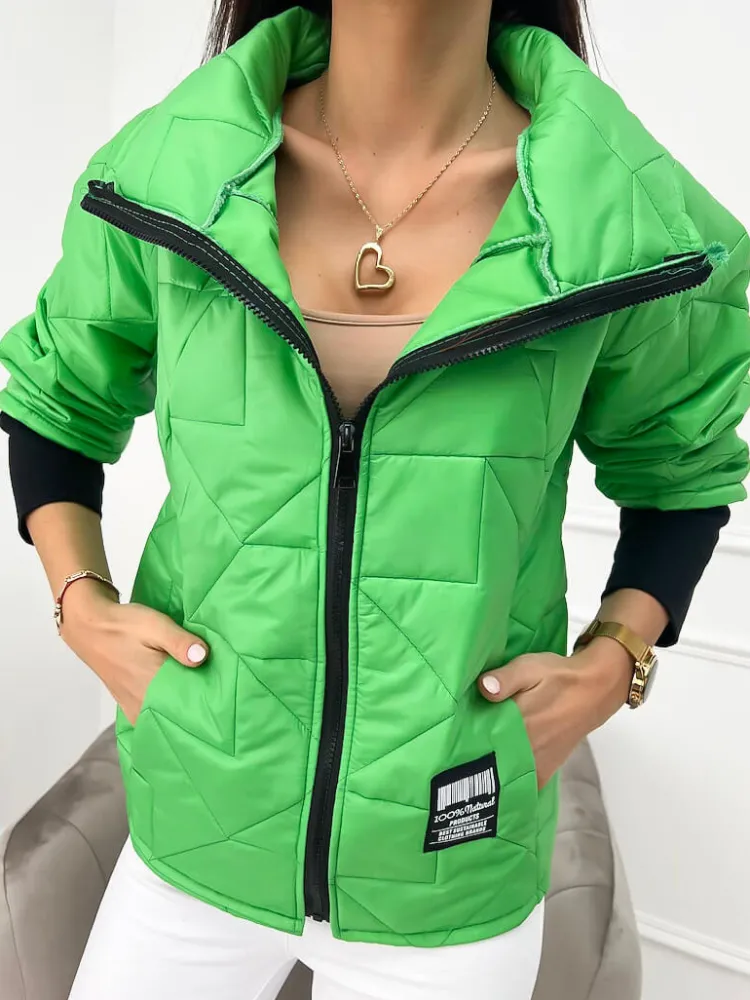 Zielona Kurtka 9734-254-C|Modna Kiecka Outlet