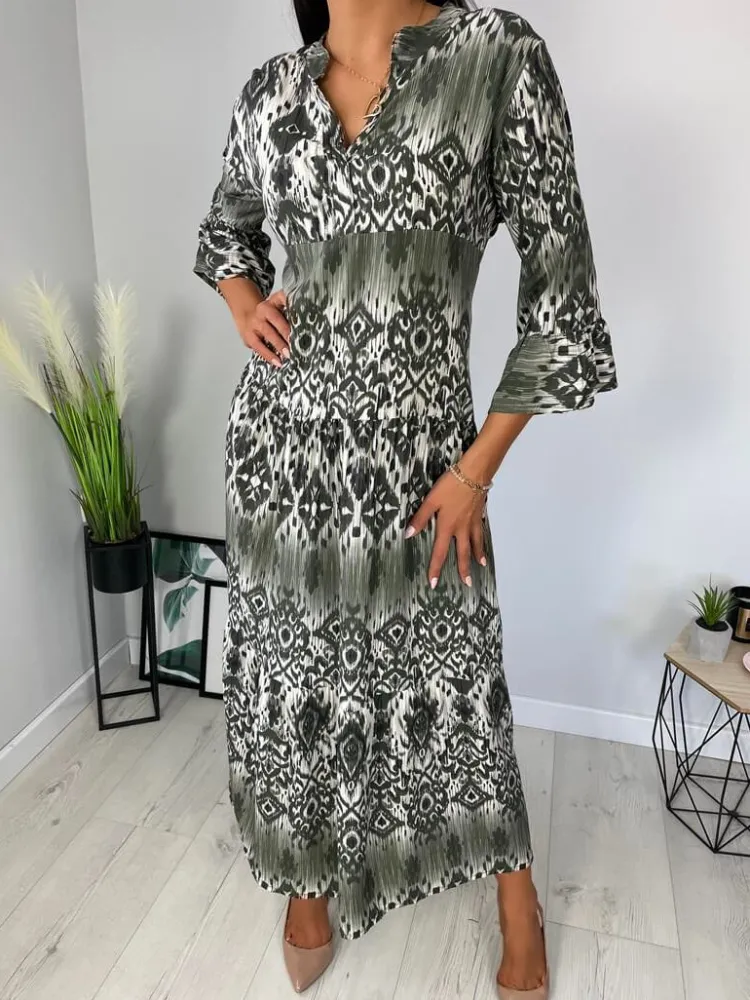 Zielona Sukienka Maxi 11833-500-A|Modna Kiecka Outlet
