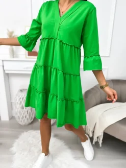 Zielona Sukienka Oversize 11496-308-G|Modna Kiecka Hot