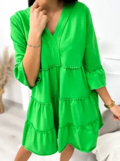 Zielona Sukienka Oversize 11496-308-G|Modna Kiecka Hot