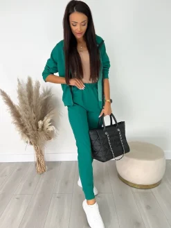 Zielony Komplet Bluza + Spodnie 12817-104-G|Modna Kiecka Sale