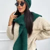 Zielony Komplet Czapka z Pomponem + Szalik 13304-334-H|Modna Kiecka Clearance
