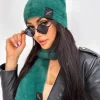 Zielony Komplet Czapka+Szalik 9003-334-K|Modna Kiecka Fashion