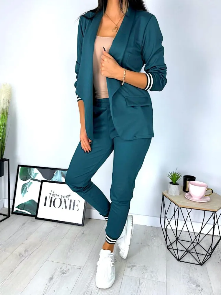 Zielony Komplet Marynarka + Spodnie 11442-404-G|Modna Kiecka Hot